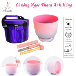 Pink Crystal Singing Bowl - Pink Crystal Singing Bowl- glass bells - rotating bells - Amrita Buddhism