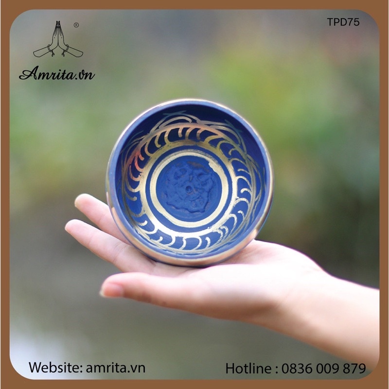 Tibetan Singing Bowl (Nepal) - Singing Bowl - Nepal singing bowl -singing bolws - green -fullmoon Amrita singing bowl