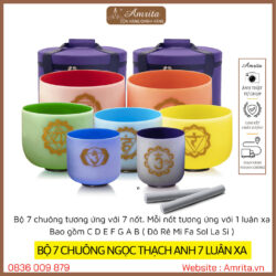 [available] 7 COLOR CRYSTAL BELL SET 7 CHAKRAS - 7 jade bell notes - crystal bell - glass bell - Amrita